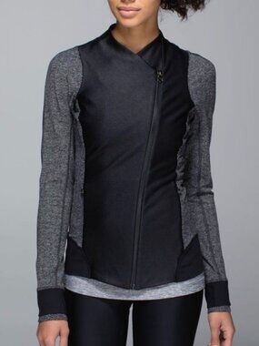 LULULEMON Emerge Renewed Jacket Black Herringbone Moto Luxtreme 10